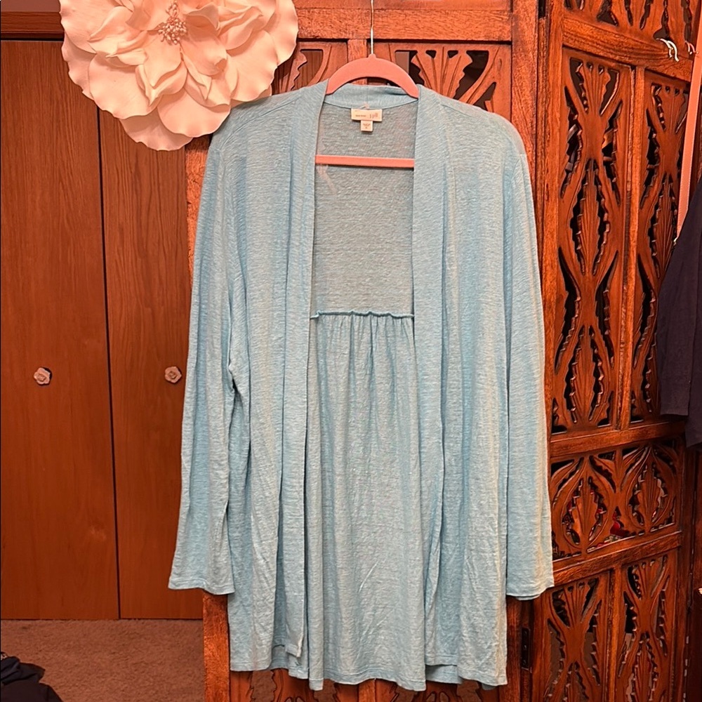J. Jill Light Blue Open-Front Draped Cardigan
